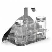 Набор для специй 3 предмета (соль, перец, зубоч) + салфетница нерж., крюк Luxstahl [KH-408]