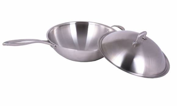 Сковорода WOK 360мм INDOKOR нерж. с крышкой, ручкой WIND36BL