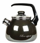 Чайник 3л эмаль сферич. "Bon Appetit" со свистком цвет мокрый асфальт 1RC12 /4/ Чайник 3л эмаль сферич. "Bon Appetit" со свистком цвет мокрый асфальт 1RC12 /4/