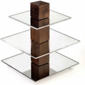 Этажерка 3-х ярусная 250х250х305мм фуршетная APS стекло, темное дерево 12415 03080645 Этажерка 3-х ярусная 250х250х305мм фуршетная APS стекло, темное дерево 12415 03080645