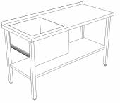 СППВМ стол производственный с полкой и ванной моечной 1100*400*850 гл.350 мм  с бортом