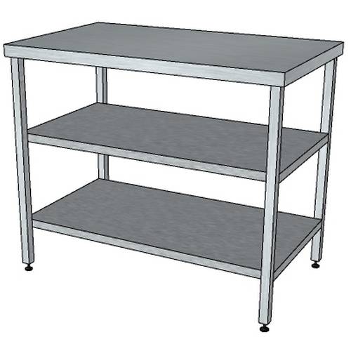 СП2П стол производственный с 2-мя полками и без борта 1300*700*850