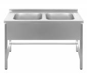 Ванна моечная 2-х секционная 1000*700*850 гл.300 с бортом (цельнотянутые мойки)