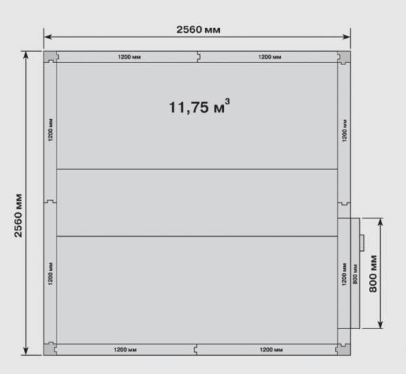 Камера холодильная Polair КХН-11,75 2560х2560х2200 складская «уголки в комплект не входят»