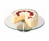 Подставка для торта 300мм h=7cm стекло+нерж крутящ. APS 00444.