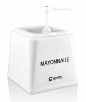 Диспенсер для соуса 225*210 мм. h=225 мм. 2,5 л. с дозатором (25 мл), п/п, белый GP 77202