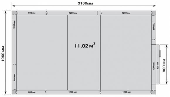 Камера холодильная Polair КХН-11,02 1960х3160х2200 складская «уголки в комплект не входят»