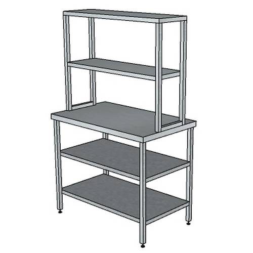 СП2ПДП2 стол произв.1100*700*1650 с 2-мя нижними и 2-мя верхними полками и без борта 