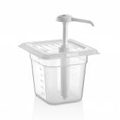 Диспенсер для соуса 170*160 мм. h=145 мм. 2 л. с дозатором (25 мл), п/п, белый GP 77196