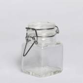 Банка для сыпучих 100мл h=78 мм квадратная с крышкой с бугельным замком /1/