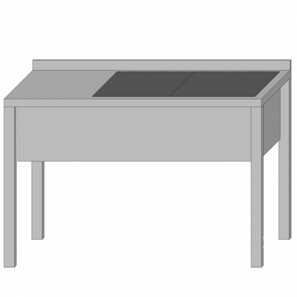 Стол производственный с двумя ваннами цельнотянутыми 1500*600*850 гл.300 мм с бортом