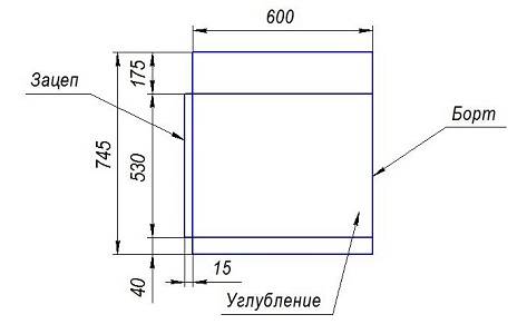 СПП Стол производственный 600*745*850мм с полкой, углублением, зацепом (слева/справа)