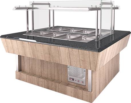 Мармит для вторых блюд Refettorio (шведский стол сдвоенный) RМ42S2 каменная столешница для 6хGN/1