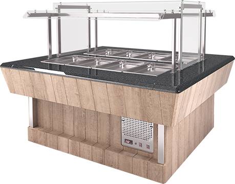 Мармит для вторых блюд Refettorio (шведский стол сдвоенный) RМ41S2 каменная столешница для 4хGN/1 Мармит для вторых блюд Refettorio (шведский стол сдвоенный) RМ41S2 каменная столешница для 4хGN/1