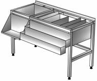 Барная станция 1800*600(800)*850, с подставкой (200), двойной рельсой, ванной моечной гл. 300
