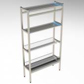 Стеллаж для сушки терелок и стаканов 4-х уровневый (2 Ст+2 Тар) 700*300*1700 (НЕРЖ)