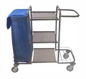 Тележка для горничных ТГ 2.1 ОЛДАК 3 сетчатые полки, подставка, кронштейн, мешок 110л