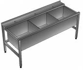 ВМ3 Ванна моечная сварная 3-секционная 1600*745*850мм гл.300, углубление, зацеп