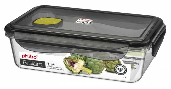 Контейнер для продуктов прямоуг. 1 л. 19,5*12,5*5,5 см. герметич. с клапаном "Бриллиант" 431179413