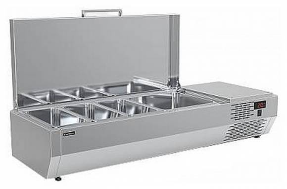 Витрина холодильная настольная для ингредиентов Carboma A40 SM 1,2 с крышкой (3 GN1/3+1 GN1/2)