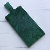 Блюдо для подачи прямоуг. 30*13 см. с ручкой зеленое, мрамор MGprof