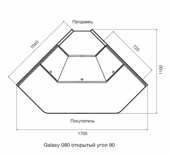 Витрина Dazzl Galaxy 080 Plug-in Открытый угол 90 вентилируемая среднетемпературная (без боковин) Витрина Dazzl Galaxy 080 Plug-in Открытый угол 90 вентилируемая среднетемпературная (без боковин)