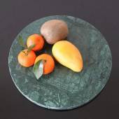 Блюдо для подачи круглое d=25 см. зеленое, мрамор MGprof