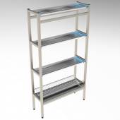 Стеллаж для сушки терелок и стаканов 4-х уровневый (3 Ст+1 Тар) 600*300*1700 (НЕРЖ)