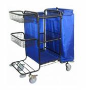 Тележка для горничных ТГ1 ОЛДАК 3 сетчатые полки, 2 сетчатые корзины, подставка, мешок 110л Тележка для горничных ТГ1 ОЛДАК 3 сетчатые полки, 2 сетчатые корзины, подставка, мешок 110л