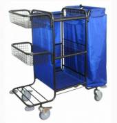 Тележка для горничных ТГ5 ОЛДАК 3 сетчатые полки, 2сетчатые корзины, подставка, мешок 110л с крышкой Тележка для горничных ТГ5 ОЛДАК 3 сетчатые полки, 2сетчатые корзины, подставка, мешок 110л с крышкой