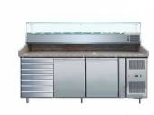 Стол холодильный для пиццы 2-дверный COOLEQ PZ2610TN-VRX380 столешница гранит, витрина