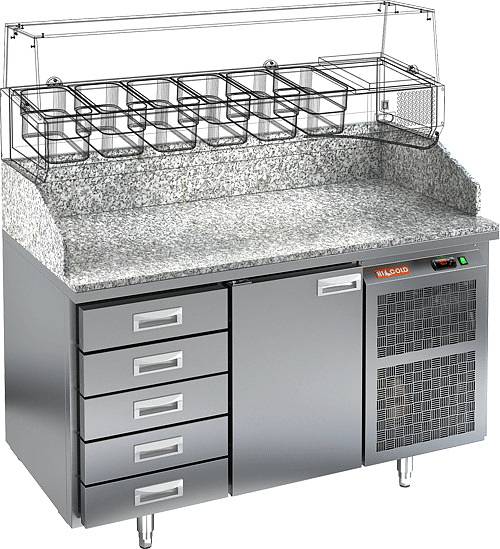 Стол холодильный для пиццы Hicold PZ4-1/GN камень (R290) без витрины Стол холодильный для пиццы Hicold PZ4-1/GN камень (R290) без витрины