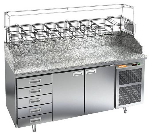 Стол холодильный для пиццы Hicold PZ4-11/GN камень (R290) без витрины Стол холодильный для пиццы Hicold PZ4-11/GN камень (R290) без витрины