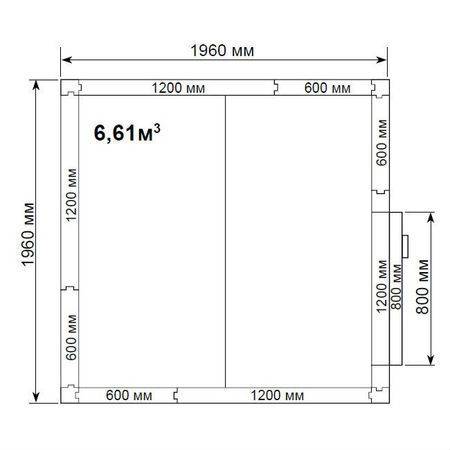 Камера холодильная Polair КХН- 6,61 1960х1960х2200 складская «уголки в комплект не входят»