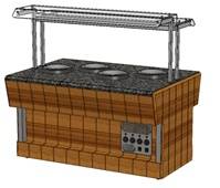 Мармит первых блюд Refettorio (шведский стол островной) RМ43SD каменная столешница, 4 супницы Мармит первых блюд Refettorio (шведский стол островной) RМ43SD каменная столешница, 4 супницы