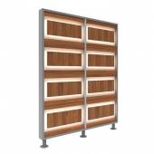 Перегородка 2-х секционная стандарт EcoWood (ЭкоВуд) с подсветкой 1275х150х2025 мм