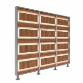 Перегородка 3-х секционная стандарт EcoWood (ЭкоВуд) с подсветкой 1900х150х2025 мм