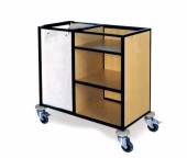 Тележка для горничных ТГ10.1 ОЛДАК 3 полки, 3 стенки МДФ, мешок 110л Тележка для горничных ТГ10.1 ОЛДАК 3 полки, 3 стенки МДФ, мешок 110л