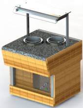 Мармит первых блюд Refettorio (шведский стол пристенный) RМ41SDP каменная столешница, 2 супницы