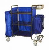 Тележка для горничных ТГ6 ОЛДАК 3 сетчатые полки со шторками, сетчатая корзина, 2 мешка 110л/50л Тележка для горничных ТГ6 ОЛДАК 3 сетчатые полки со шторками, сетчатая корзина, 2 мешка 110л/50л