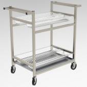 Тележка для сушки тарелок 2-х уровневая с поддоном 800*600*1100 (НЕРЖ), колеса 125мм