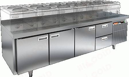 Стол холодильный HICOLD SN 1112/TN LT 3 двери 2 ящика 