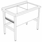 ВМ2 Ванна моечная сварная 2-х секционная 1700*400*850 гл.300 с бортом