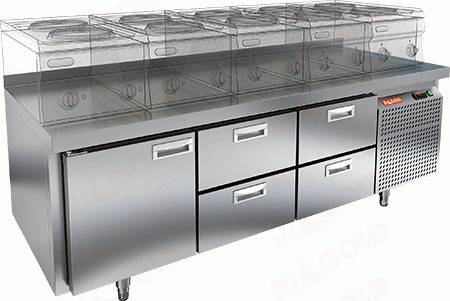 Стол холодильный HICOLD SN 122/TN LT  1 дверь 4 ящика 