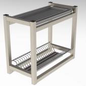 Полка для сушки тарелок и стаканов 2-х уровневая 800*300*500 (нерж)