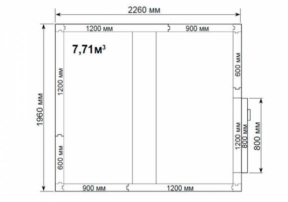 Камера холодильная Polair КХН- 7,71 1960х2260х2200 складская «уголки в комплект не входят»