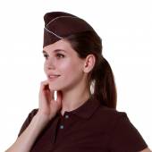 Пилотка коричневая с бежевым кантом вл922