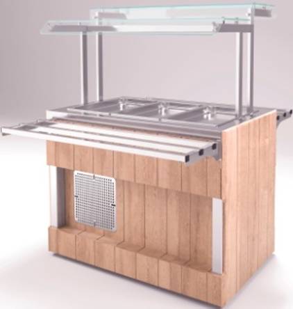 Прилавок холодильный Refettorio (шведский стол островной) RС43А нерж. столешница для 4хGN1/1