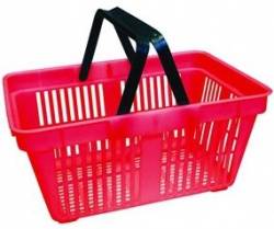 Корзина покупательская 20л пластик Корбис красная, с двумя ручками SBP20