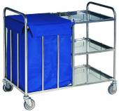 Тележка для горничных ТН2 ОЛДАК платформа нерж. 3 полки, мешок 200л с крышкой Тележка для горничных ТН2 ОЛДАК платформа нерж. 3 полки, мешок 200л с крышкой